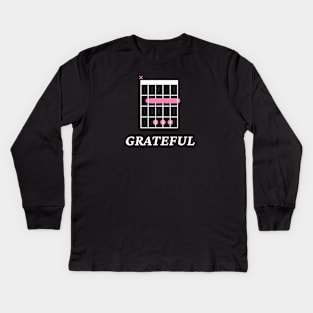 B Grateful B Guitar Chord Tab Dark Theme Kids Long Sleeve T-Shirt